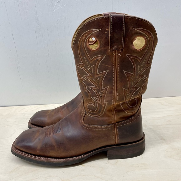 (SOLD) Rocky Boots 12” Western Brown Slip On Square Toe 13W - Picture 1 of 12